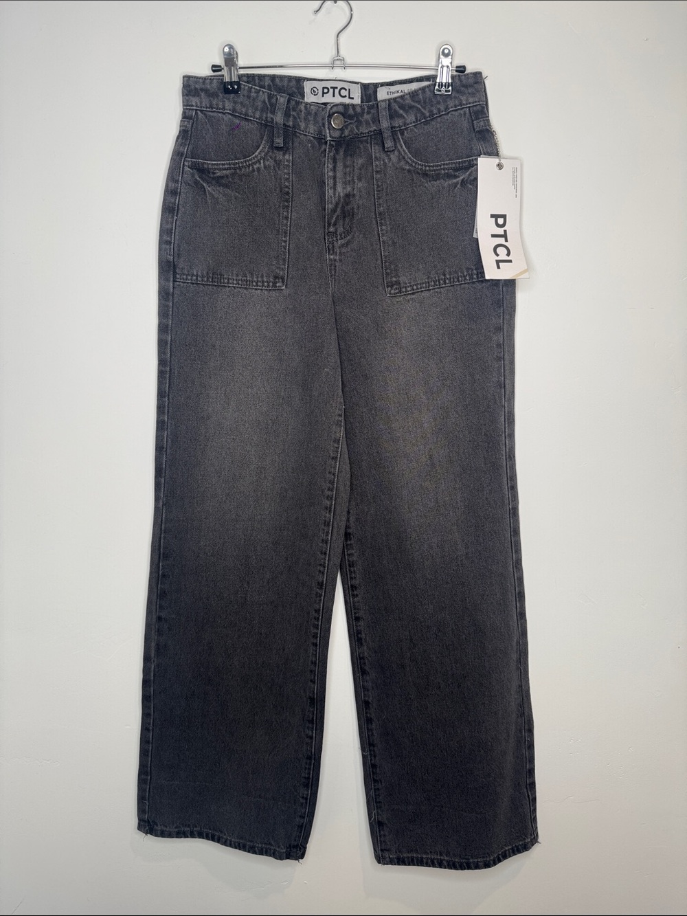 PTCL Wide-Leg High-Rise Jeans in Washed Black size 27
